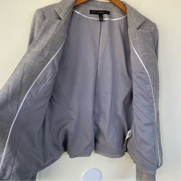 White House Black Market Single Button Yarn Dye Suit Jacket 6 Marled Gray - Picture 7 of 12